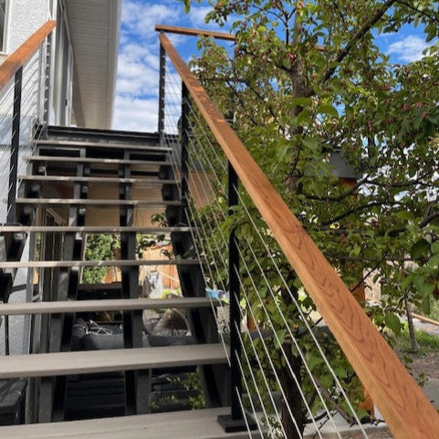 Exterior stair cable railing project in Kamloops, British Columbia