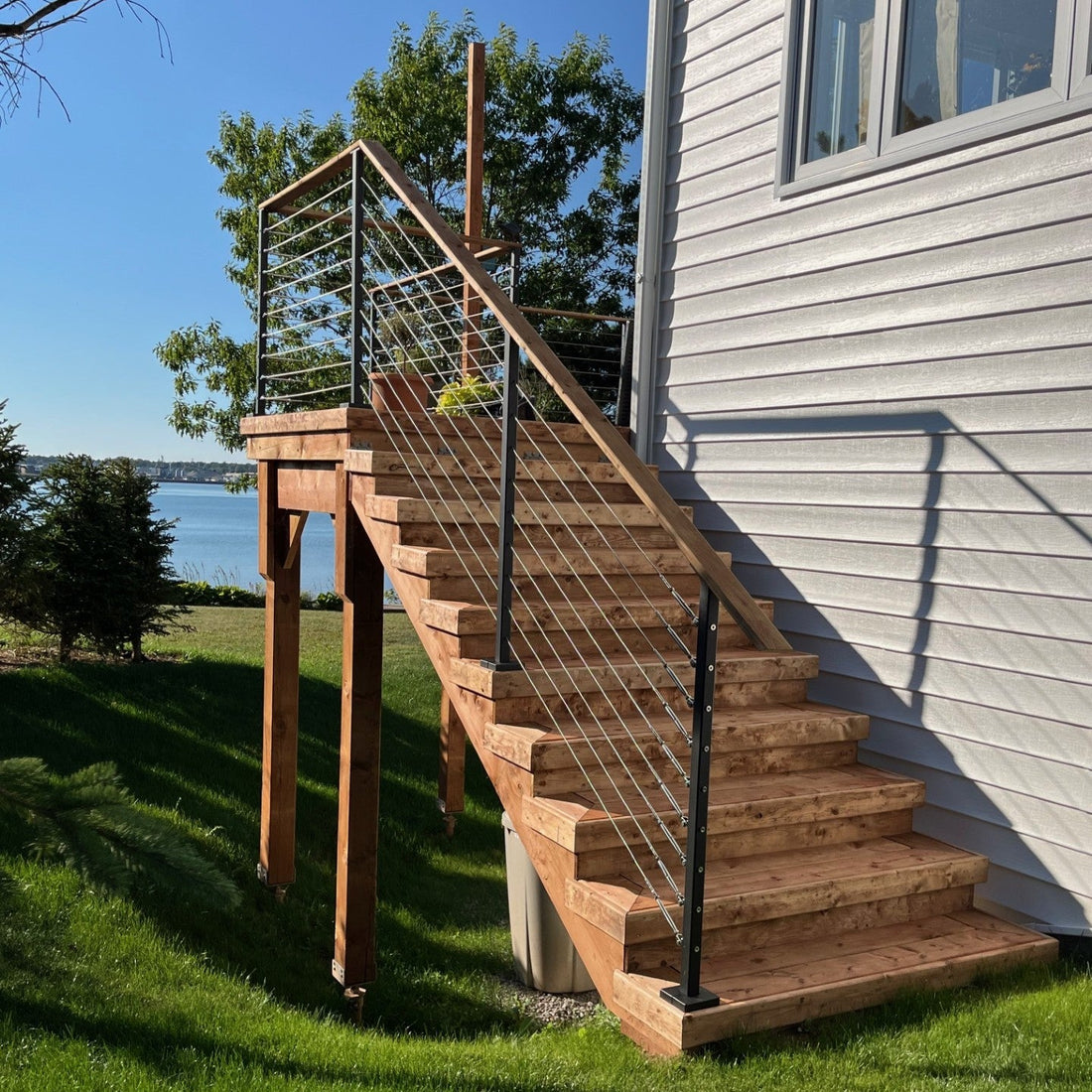 Stair cable railing project in Prince Edward Island, Canada