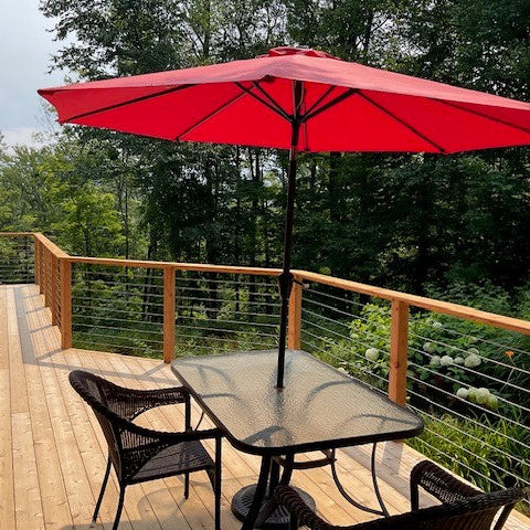 Timber post cable railing project in Sutton, Estrie