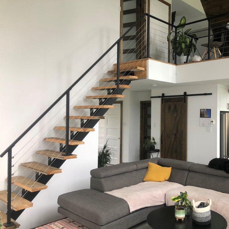 Black stair cable railing project in Winnipeg, Manitoba