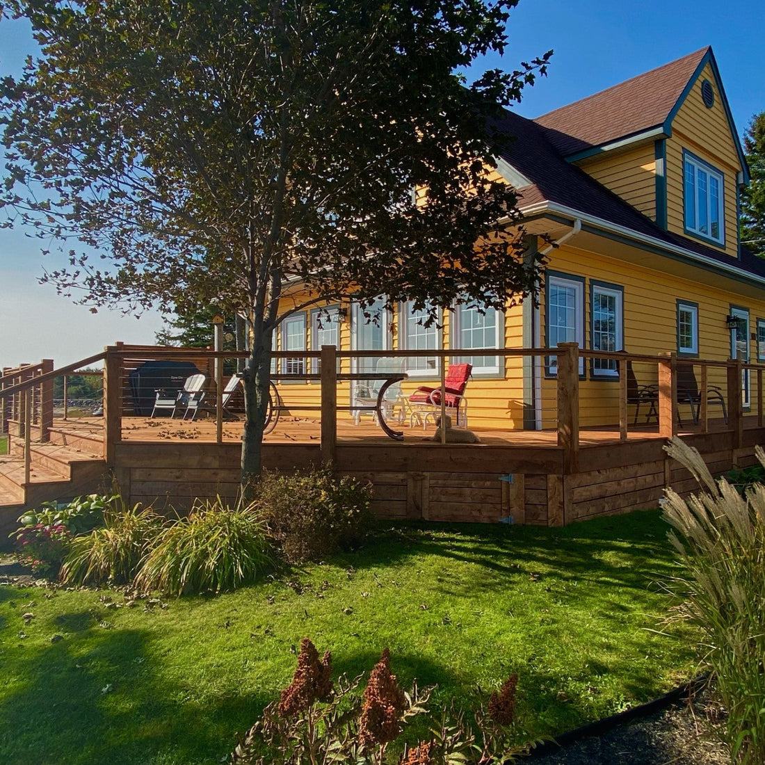 Timber post cable railing project in Moncton, New-Brunswick