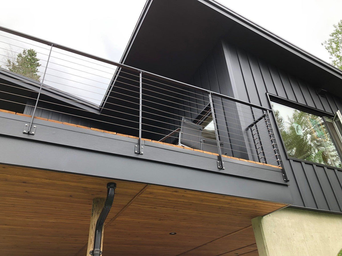 Aluminum post for cable railing – Pre - drilled – Side Mounted – Matte Black - Custom made - Gauthier De LaPlante
