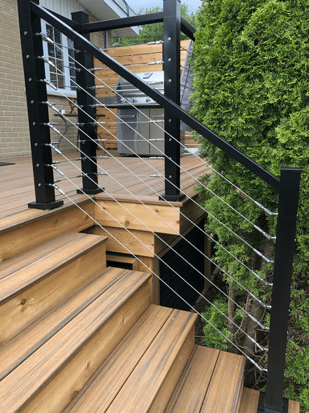 Aluminum post for cable railing – 2'' x 2'' – Pre - drilled - Surface mounted – Matte Black - Gauthier De LaPlante