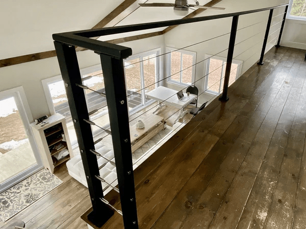 Aluminum post for cable railing – 2'' x 2'' – Pre - drilled - Surface mounted – Matte Black - Gauthier De LaPlante