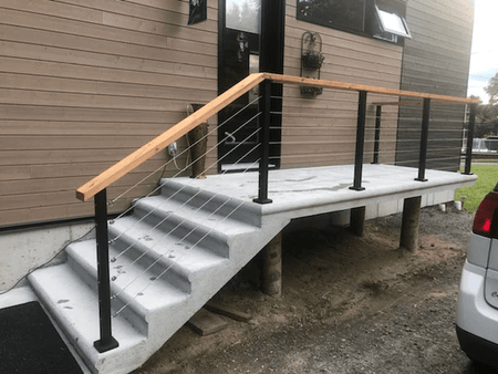 Aluminum post for cable railing – 2'' x 2'' – Pre - drilled - Surface mounted – Matte Black - Gauthier De LaPlante
